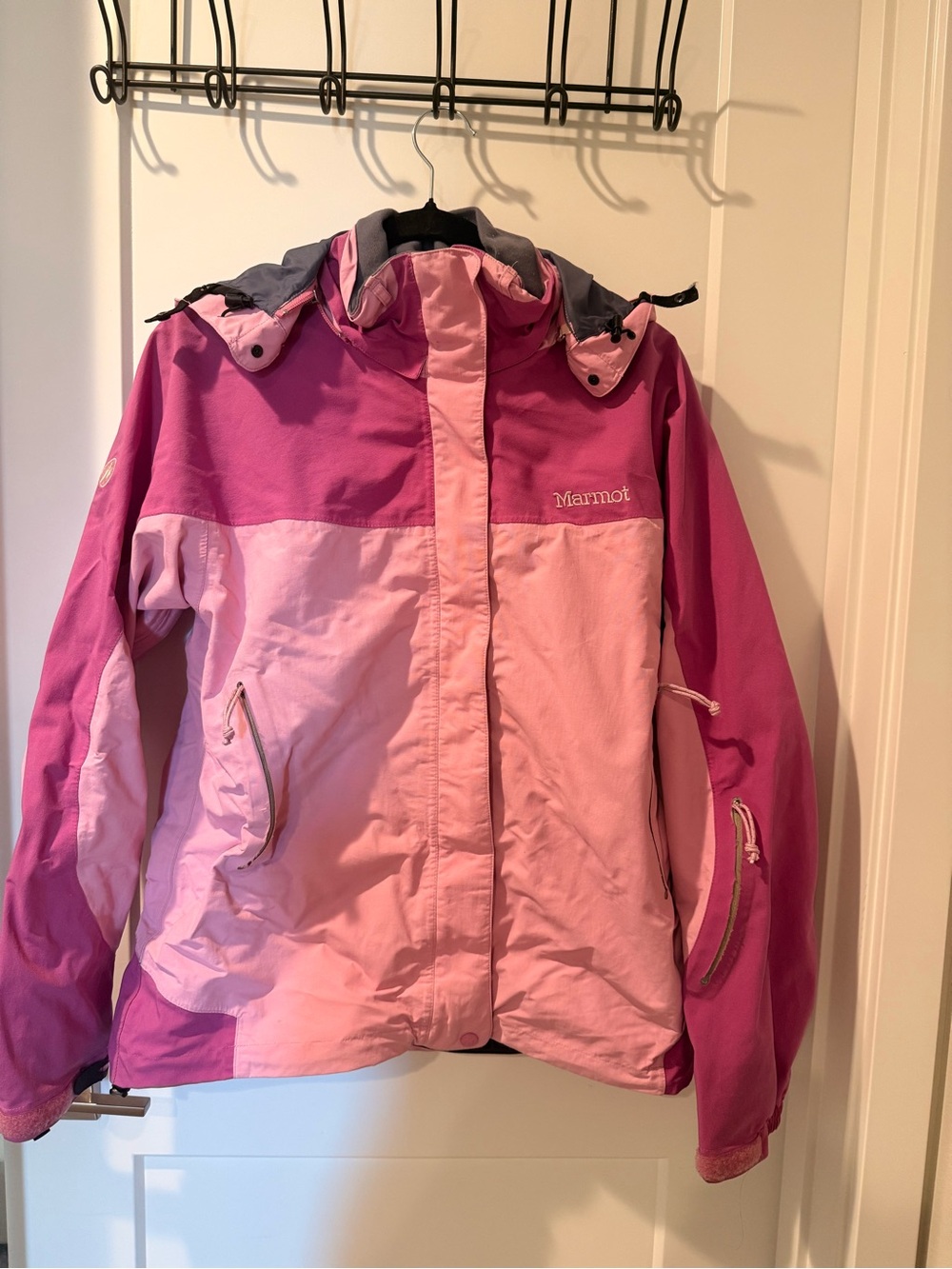 Marmot Women’s Two-Tone Pink Hooded Ski Jacket